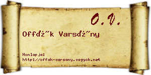 Offák Varsány névjegykártya